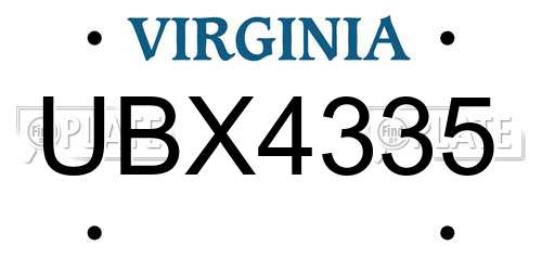 UBX4335 Virginia License Plate