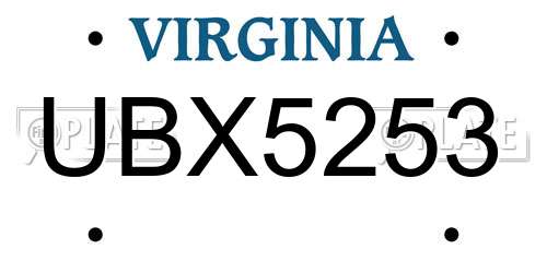 UBX5253 Virginia License Plate