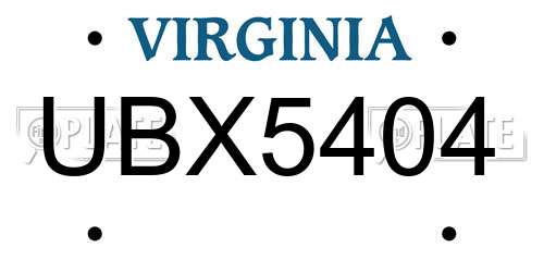 UBX5404 Virginia License Plate