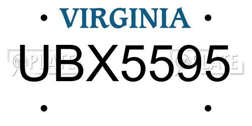 UBX5595 Virginia License Plate