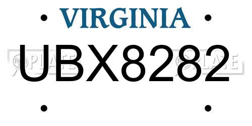 UBX8282 Virginia License Plate