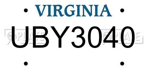 UBY3040 Virginia License Plate