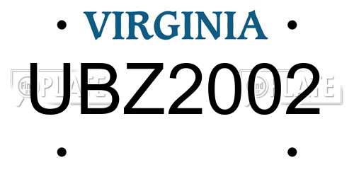 UBZ2002 Virginia License Plate