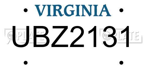 UBZ2131 Virginia License Plate