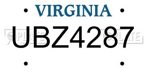 UBZ4287 Virginia License Plate