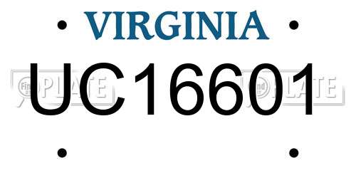 UC16601 Virginia License Plate