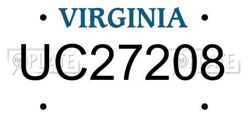 UC27208 Virginia License Plate