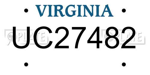 UC27482 Virginia License Plate