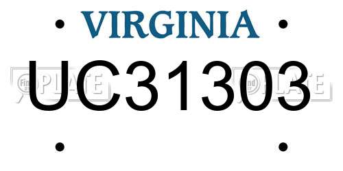 UC31303 Virginia License Plate