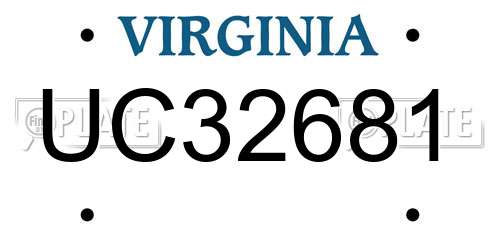 UC32681 Virginia License Plate