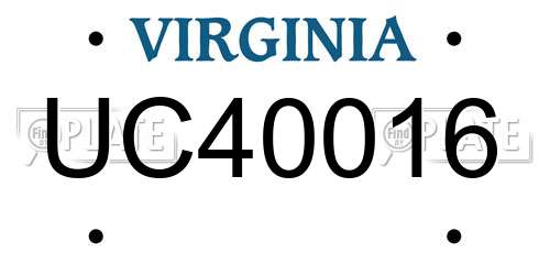UC40016 Virginia License Plate
