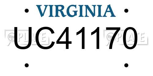 UC41170 Virginia License Plate
