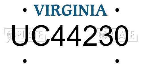 UC44230 Virginia License Plate