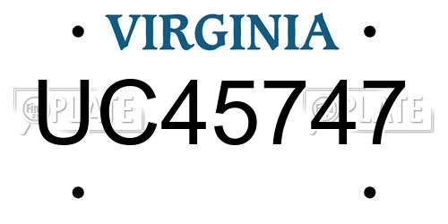 UC45747 Virginia License Plate