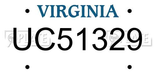 UC51329 Virginia License Plate