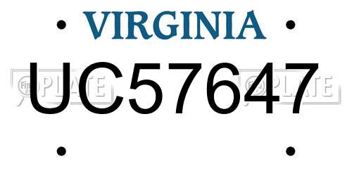 UC57647 Virginia License Plate