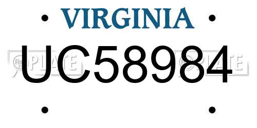 UC58984 Virginia License Plate