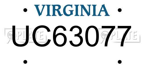 UC63077 Virginia License Plate