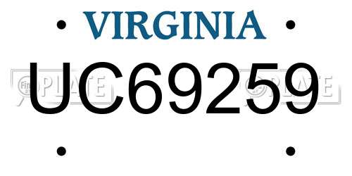 UC69259 Virginia License Plate