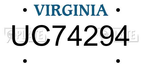 UC74294 Virginia License Plate