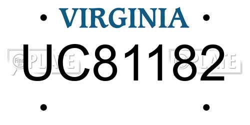 UC81182 Virginia License Plate