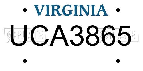 UCA3865 Virginia License Plate