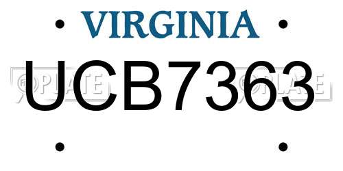 UCB7363 Virginia License Plate