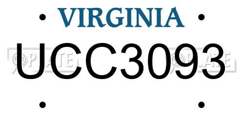 UCC3093 Virginia License Plate