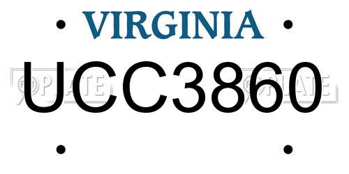 UCC3860 Virginia License Plate
