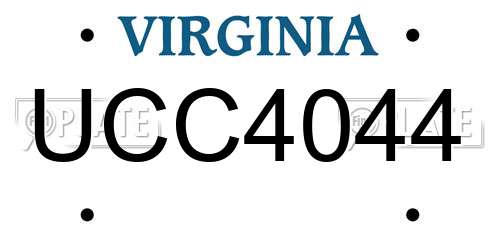 UCC4044 Virginia License Plate
