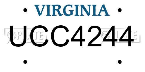 UCC4244 Virginia License Plate