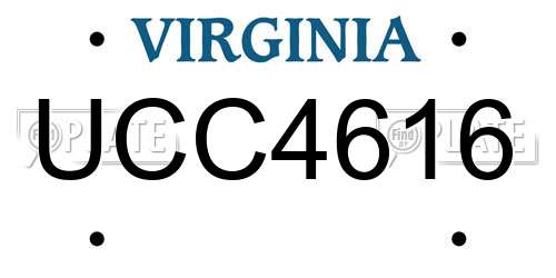 UCC4616 Virginia License Plate