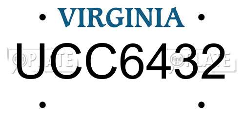 UCC6432 Virginia License Plate