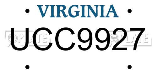 UCC9927 Virginia License Plate