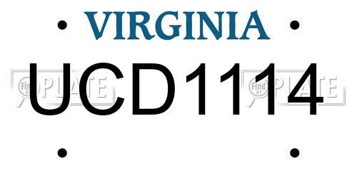 UCD1114 Virginia License Plate