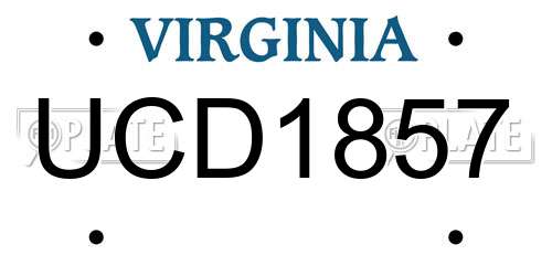 UCD1857 Virginia License Plate
