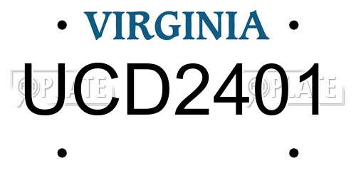 UCD2401 Virginia License Plate