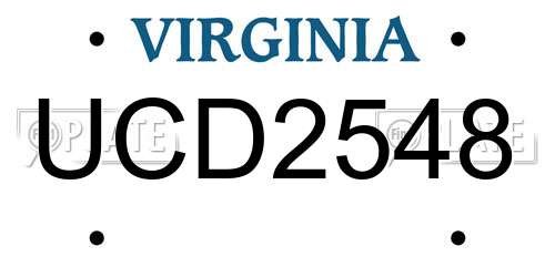 UCD2548 Virginia License Plate