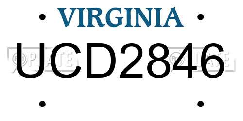 UCD2846 Virginia License Plate