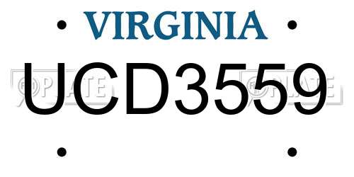 UCD3559 Virginia License Plate