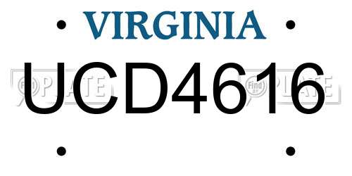 UCD4616 Virginia License Plate