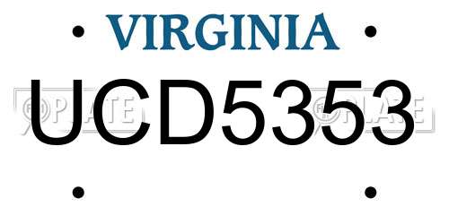 UCD5353 Virginia License Plate
