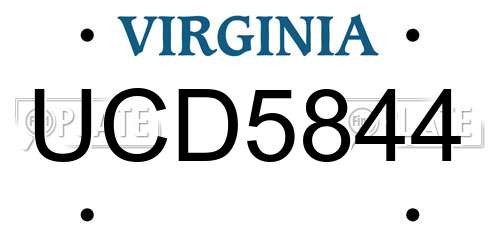 UCD5844 Virginia License Plate