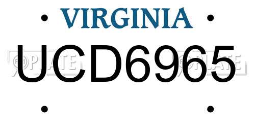 UCD6965 Virginia License Plate
