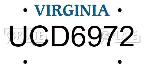 UCD6972 Virginia License Plate