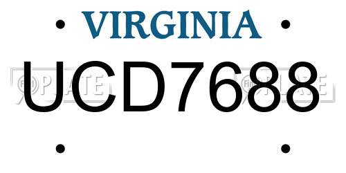 UCD7688 Virginia License Plate