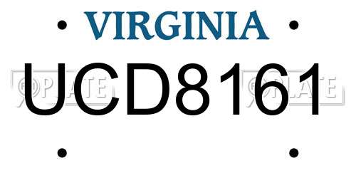 UCD8161 Virginia License Plate