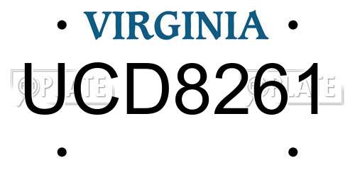 UCD8261 Virginia License Plate