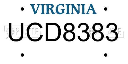 UCD8383 Virginia License Plate