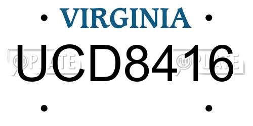 UCD8416 Virginia License Plate